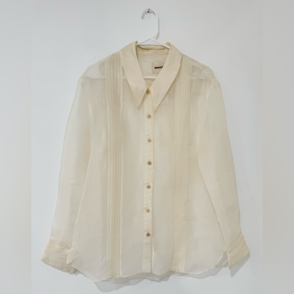 KHAITE The Noir Silk Shirt in Cream - Picture 5 of 10